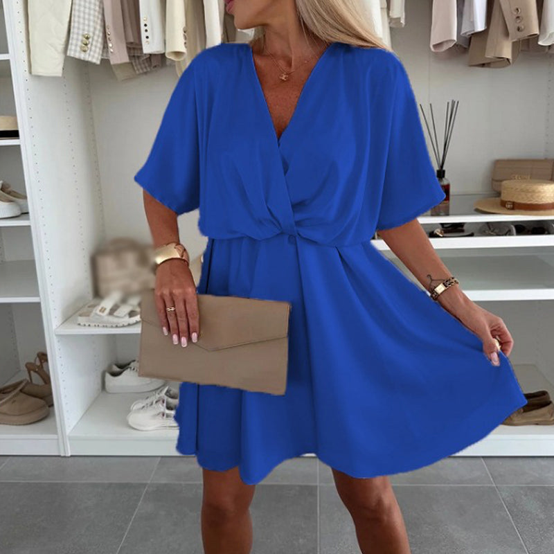 🌸Summer Sale -49% off🌸V-Neck Solid Asymmetrical Hem Dress