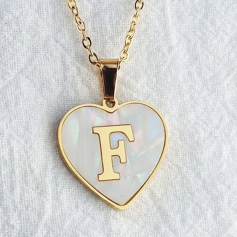 Cute Sweet Letter Titanium Steel Plating Inlay Shell Pendant Necklace