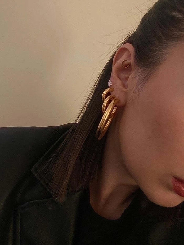 1 Pair Minimalist Solid Color 304 Stainless Steel Gold Plated Stainless Steel Earrings