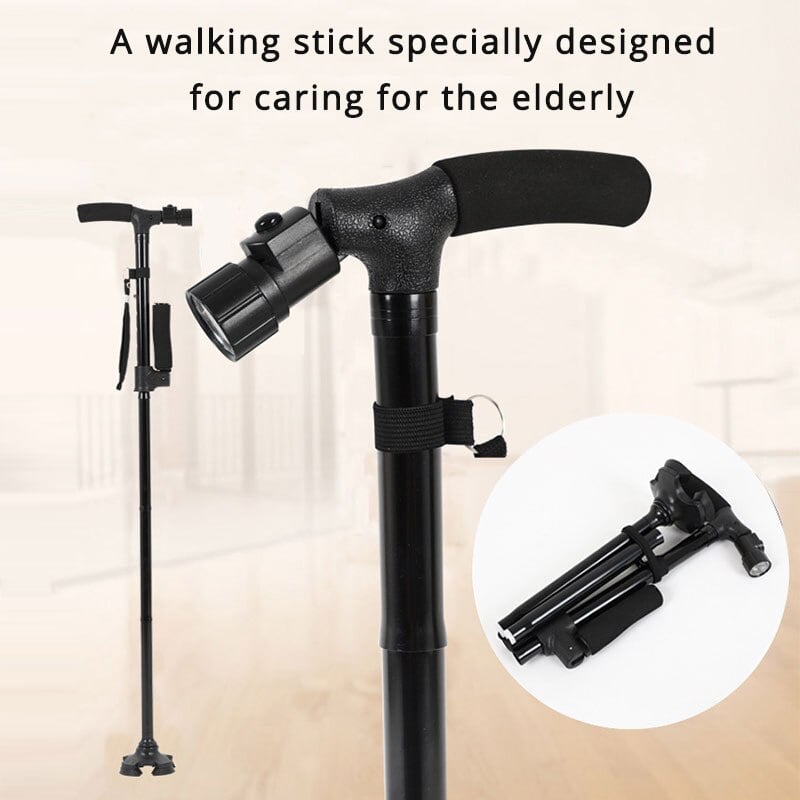 🔥2023 NEW YEAR SALE -Aluminum alloy with LED light non-slip foldable walking stick