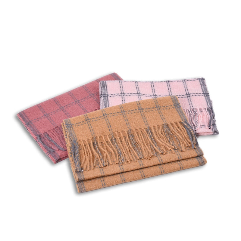 Kid'S Sweet Lattice Tassel Scarf