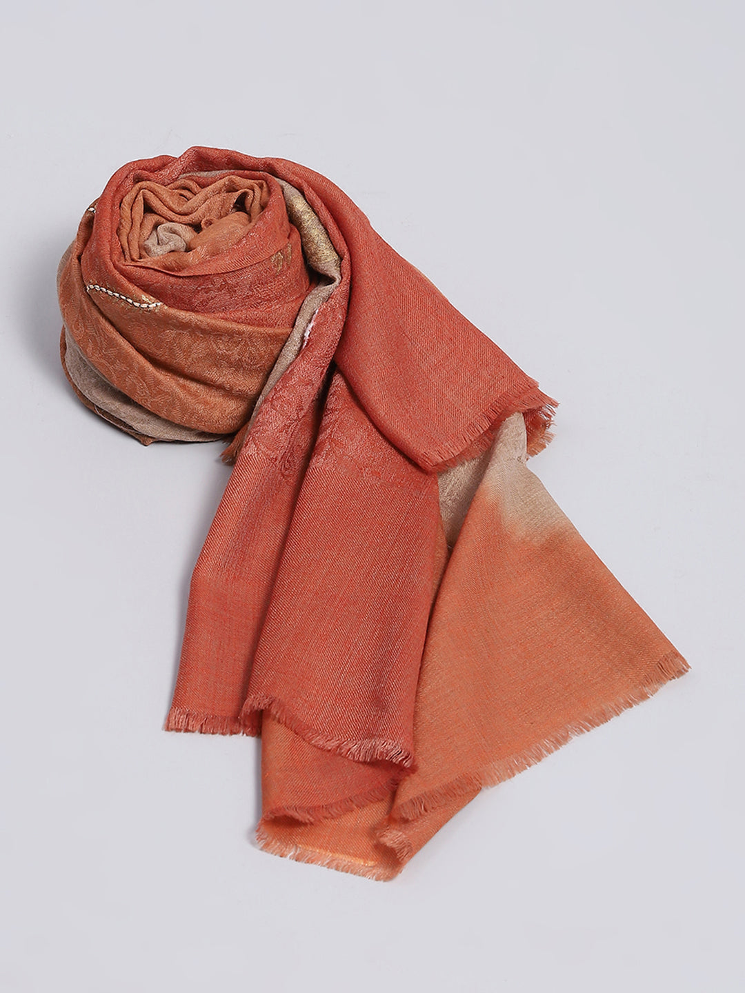 Women Rust Self Design Shawl