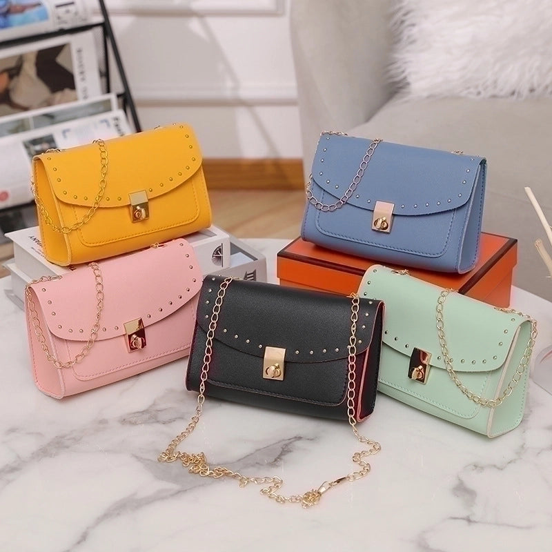 Women's Small Pu Leather Solid Color Fashion Square Flip Cover Crossbody Bag