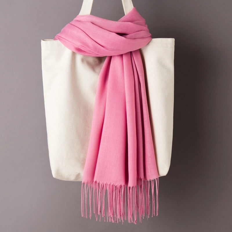 Thin Cashmere Scarf Solid Color Tassel Shawl LOGO Gift Scarf Factory Direct