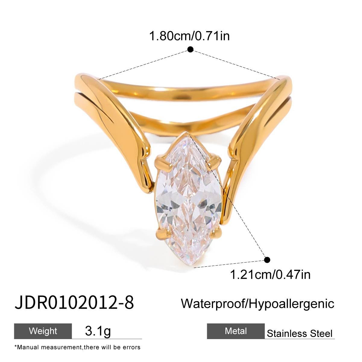 Jie Ding Zircon Ring Titanium Steel Female Ring Stainless Steel Jewelry