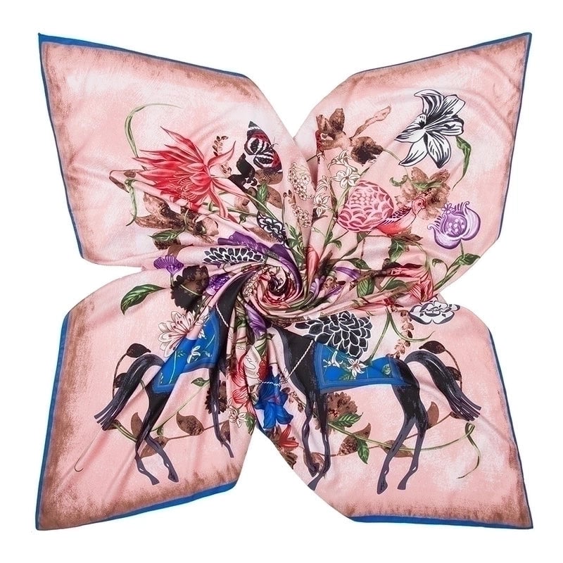 130cm Flower Carriage Twill Large Square Scarf Scarf Sunscreen Shawl