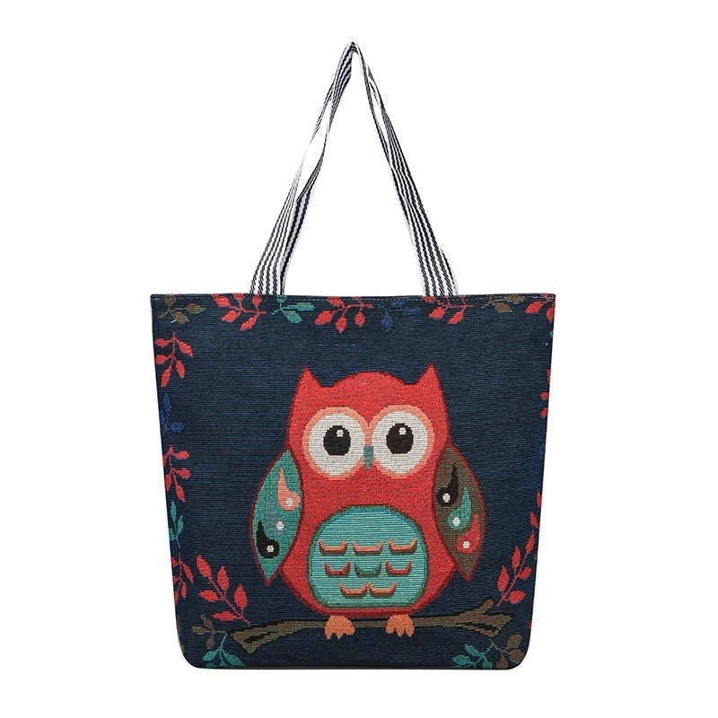 Women's Ethnic Style Letter Canvas Shopping Bags