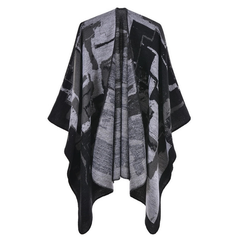 Women's Scarf Shawl Creative New Fashion Cashmere Jacquard Split Thickened Large Cloak Air Conditioning Warm Shawl