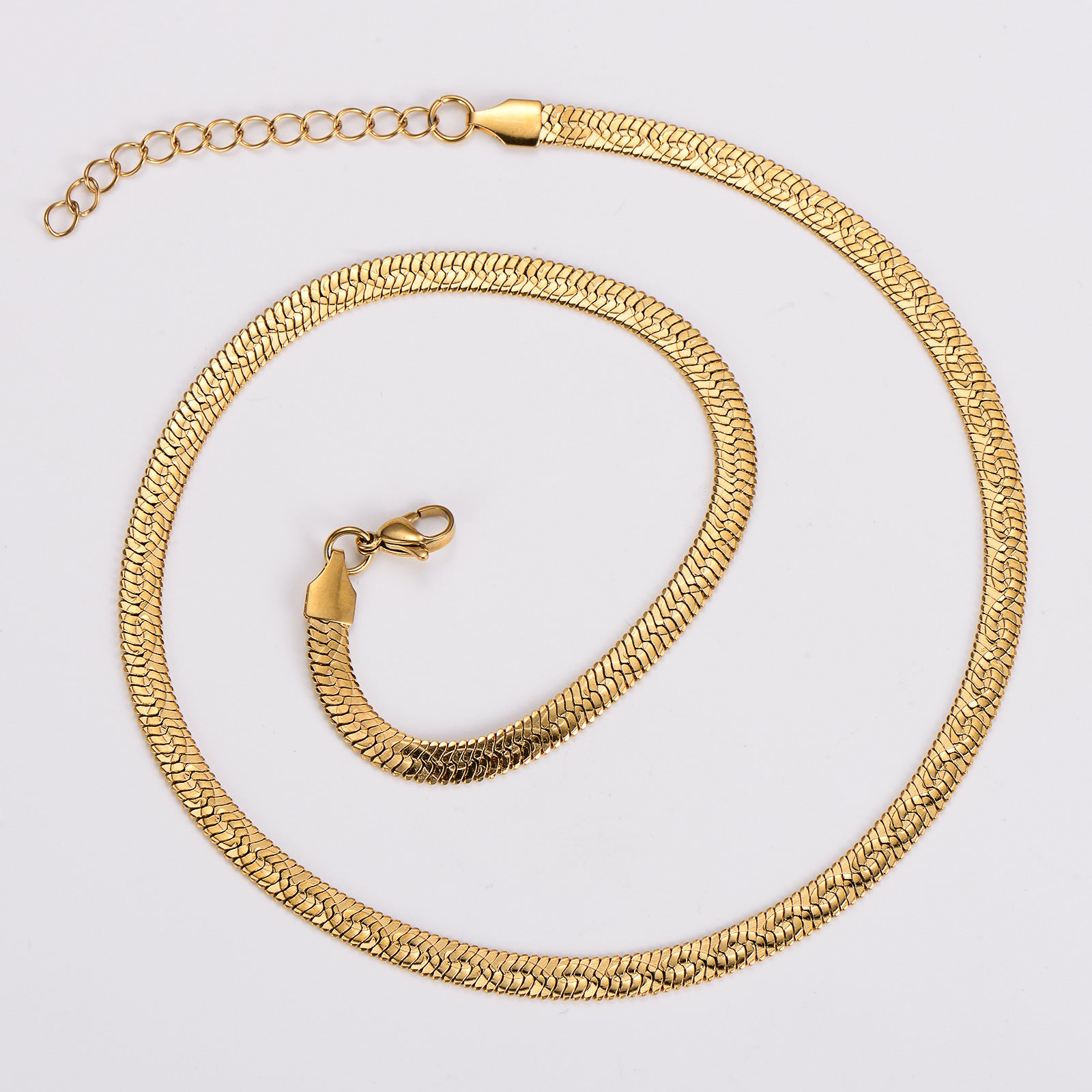 Aml Stainless Steel Batch Pattern Blade Sweater Chain Simple Ladies Clavicle Chain Fashion Flat Snake Stainless Steel