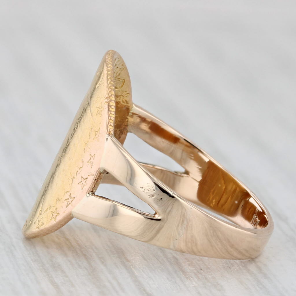 Authentic 1927 $2.50 Pressed US Coin Ring 10k 900 Yellow Rose Gold Size 7.75