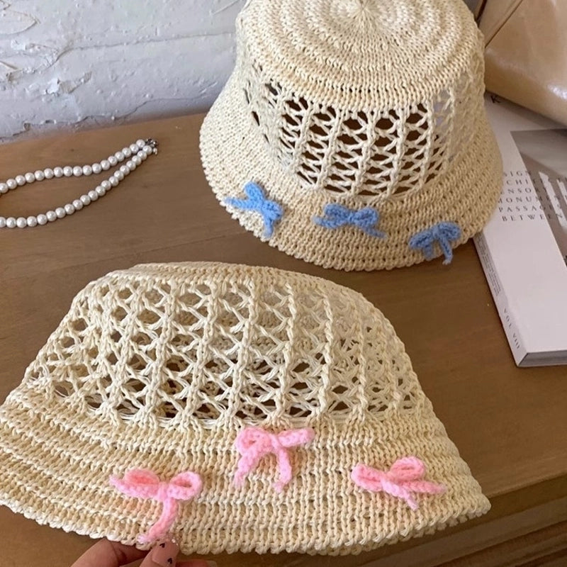Women's Casual Bow Knot Wide Eaves Straw Hat