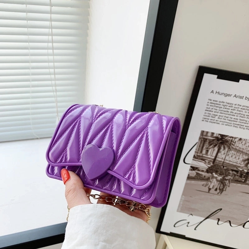 Small Silica Gel Solid Color Fashion Square Magnetic Buckle Crossbody Bag