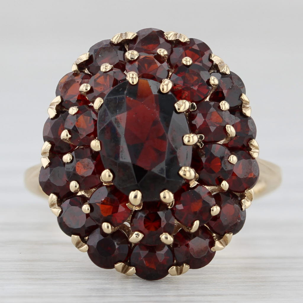 4.90ctw Garnet Cluster Ring 14k Yellow Gold Size 7.25 Cocktail