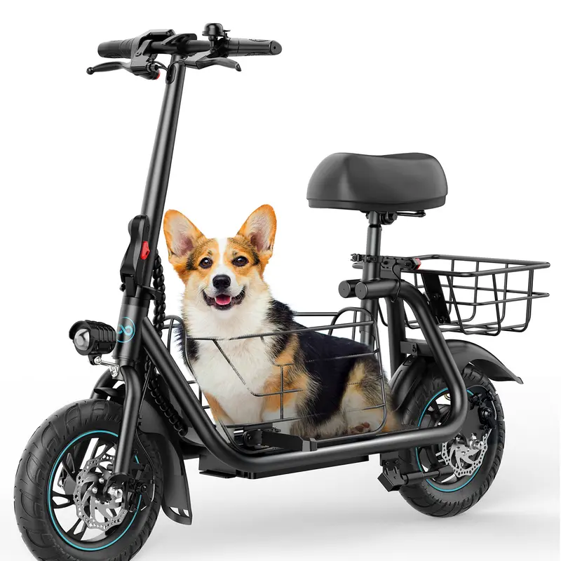 💥Last Day $39.99! 🔥Gyroor Adults Electric Scooter with Large Middle Basket