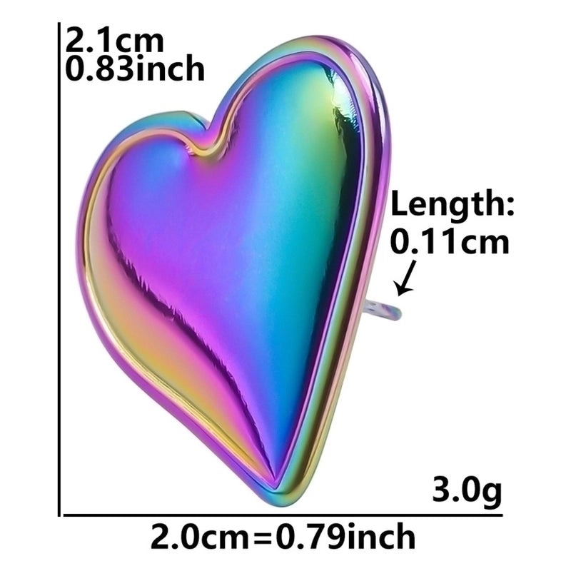 1 Pair Minimalist Heart Shape Plating 304 Stainless Steel Ear Studs