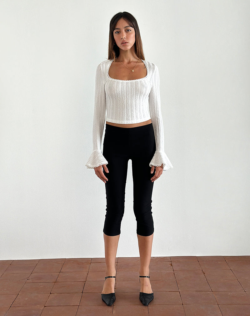 Miley Flute Sleeve Top in Textured Ivory