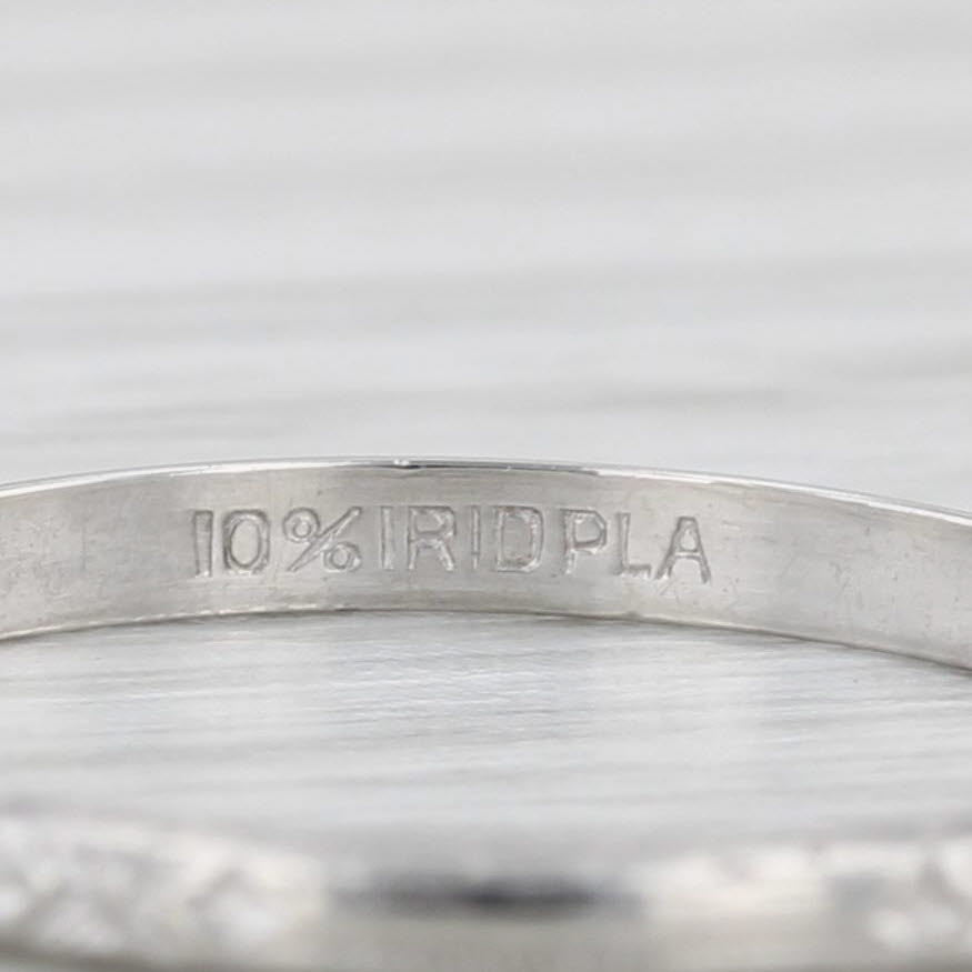Vintage Floral Platinum Wedding Band 900 Platinum Size 7 Ring Stackable