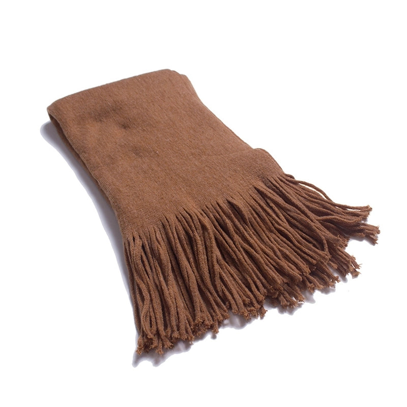 Unisex Casual Minimalist Solid Color Wool-like Tassel Scarf