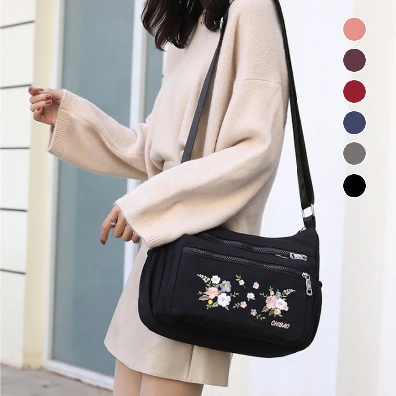 Embroidered Floral Shoulder Bag