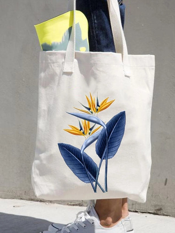 Women's Printed Shopping Bag Casual Shopping Handbag Women's Shoulder Bag Large Capacity New Artistic Fresh Women's Bag