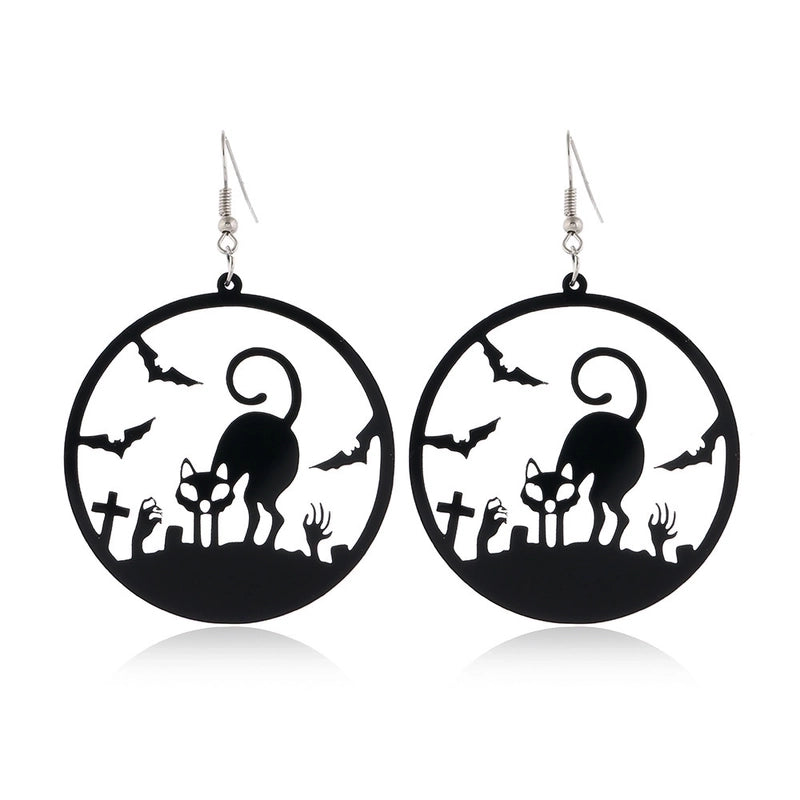 6 Pieces Gothic Cat Spider Alloy Women'S Drop Earrings 1 Pair