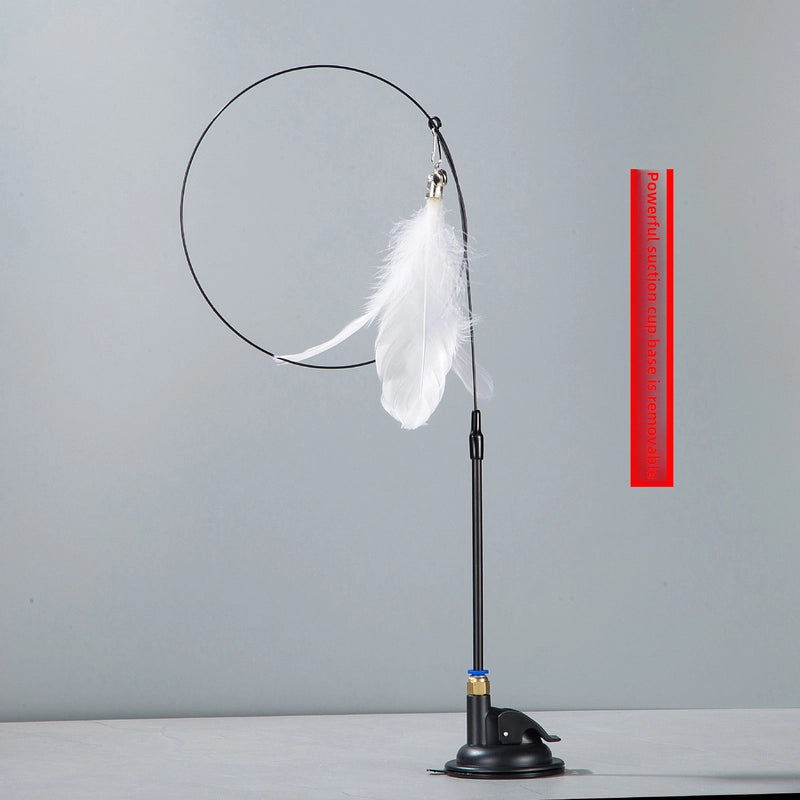 Upgrade Glue Suction Cup Steel Wire Rod Feather Tease Cat Stick Cat Self-Hi Relief Mi Toy Supplies