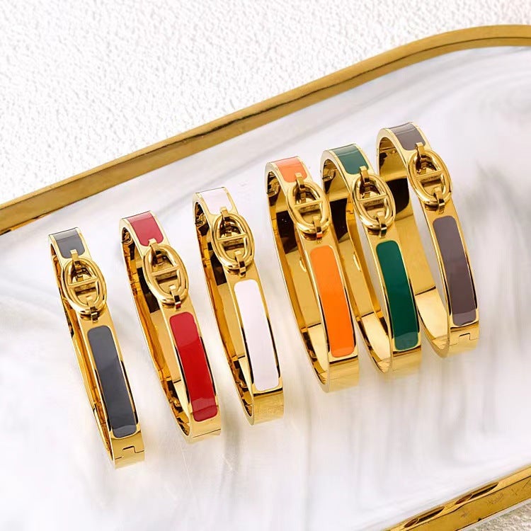 Ellipse Titanium Steel Electroplating Bangles
