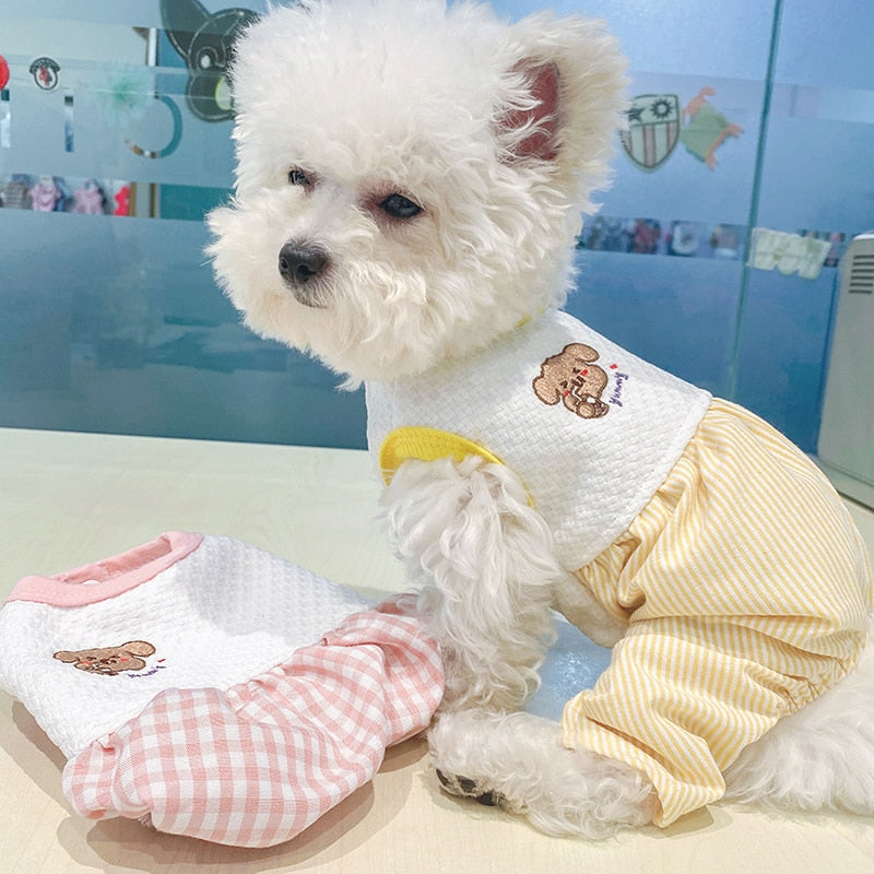 Plaid Bear Four-legged Dog Cat Clothes