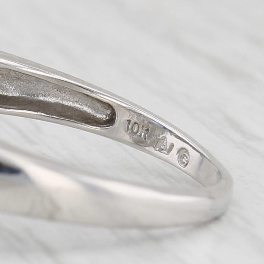3.20ctw Lab Created Sapphire Diamond Halo Ring 10k White Gold Size 8.25