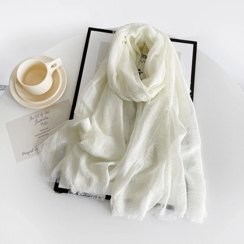 Women's Minimalist Solid Color Imitation Cotton And Linen Silk Scarf