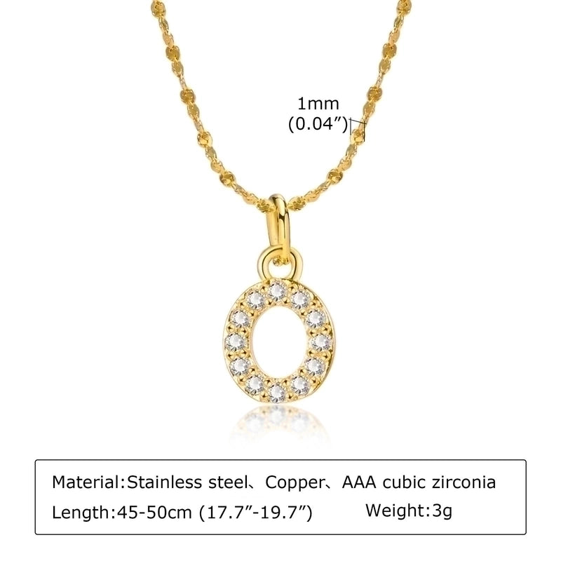 Minimalist Letter 201 Stainless Steel Copper Inlay Artificial Diamond Pendant Necklace