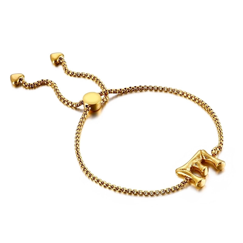Casual Minimalist Letter Heart Shape Stainless Steel 18K Gold Plated Bracelets In Bulk