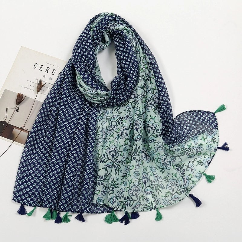 Women'S Bohemian Geometric Cotton And Linen Scarf