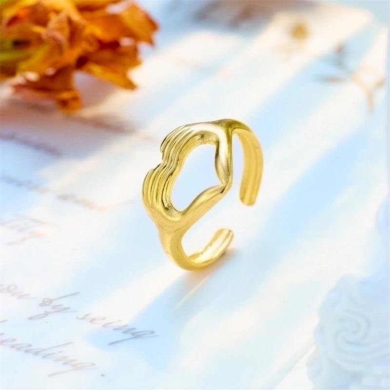 Basic Cross Star 304 Stainless Steel 18K Gold Plated Gold Plated Stainless Steel Rings