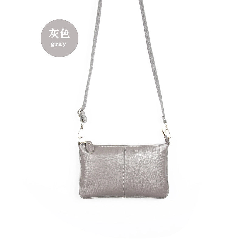 Small Leather Solid Color Fashion Zipper Envelope Bag Shoulder Bag