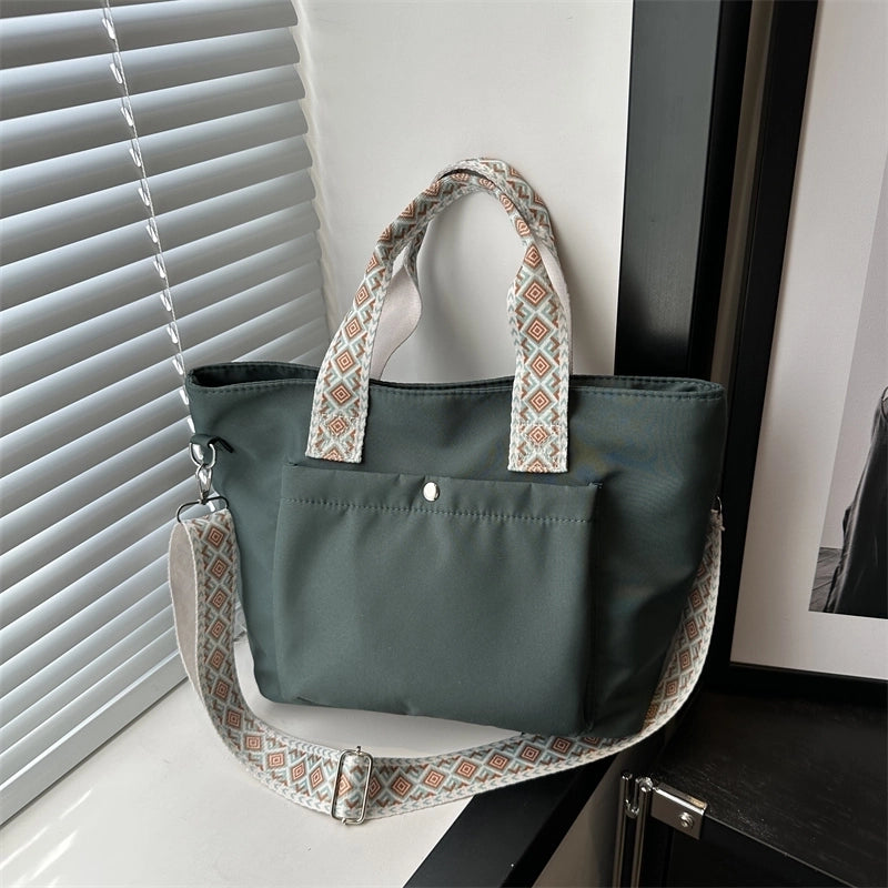 Women's Canvas Solid Color Classic Style Zipper Crossbody Bag