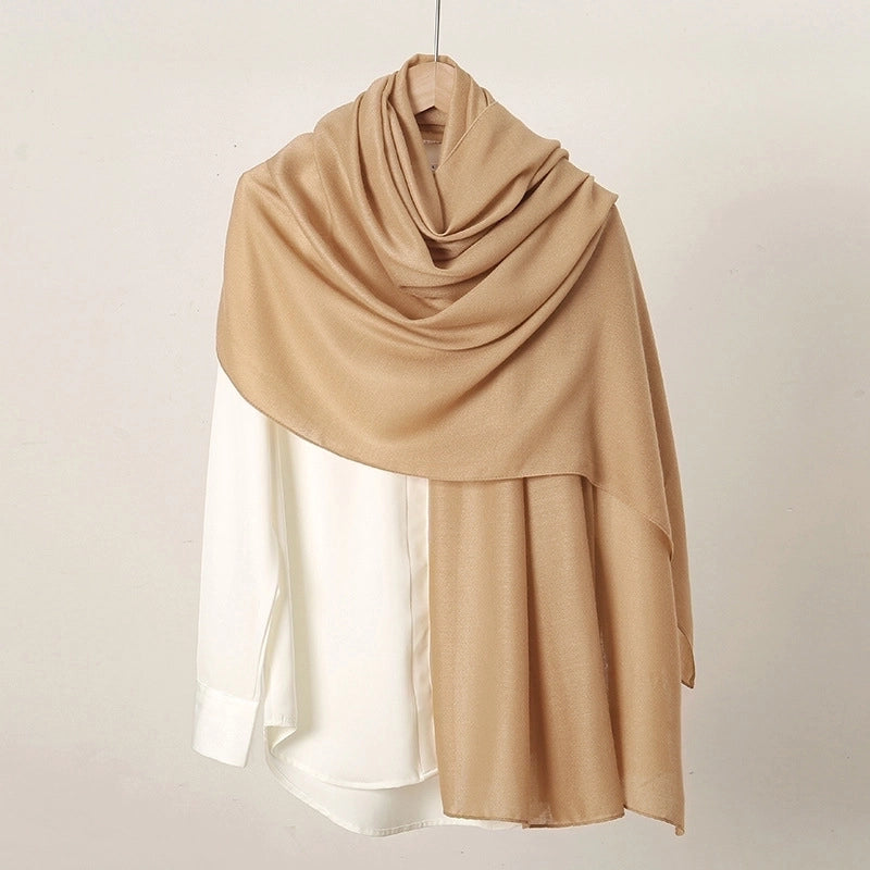 Women's Casual Sweet Solid Color Cotton And Linen Scarf