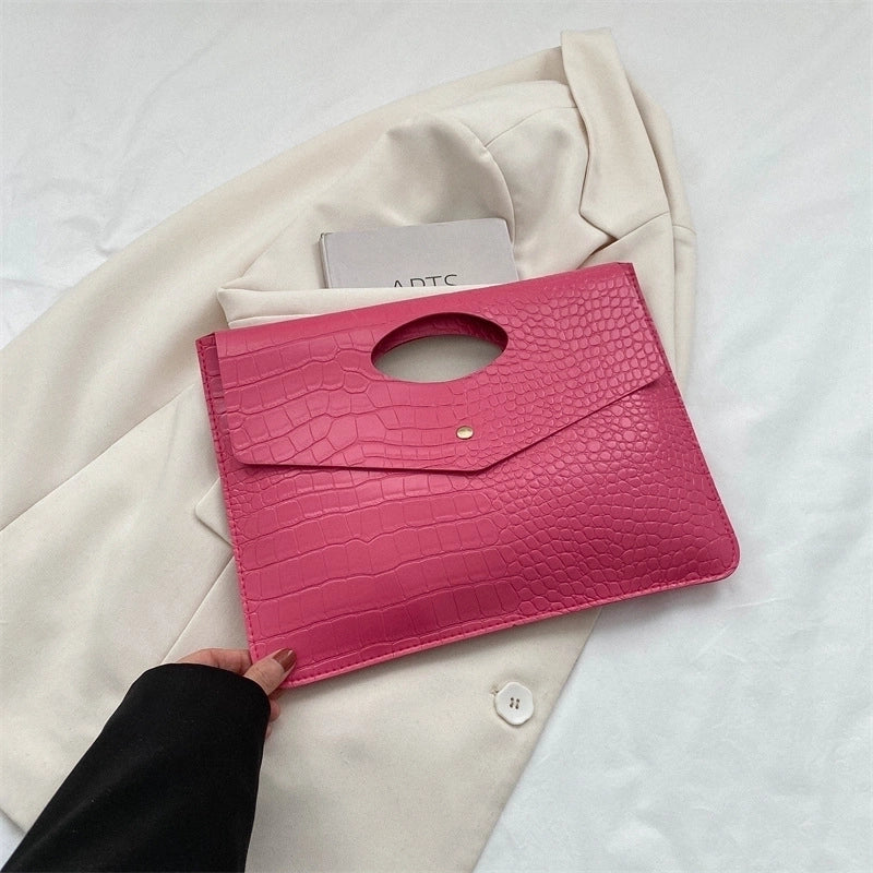 Women's Pu Leather Solid Color Streetwear Square Magnetic Buckle Clutch Bag