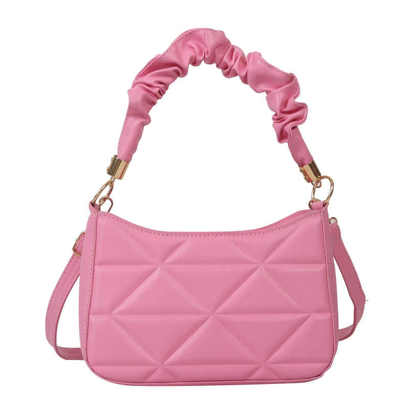 Women's Pu Leather Solid Color Cute Pillow Shape Zipper Shoulder Bag Crossbody Bag