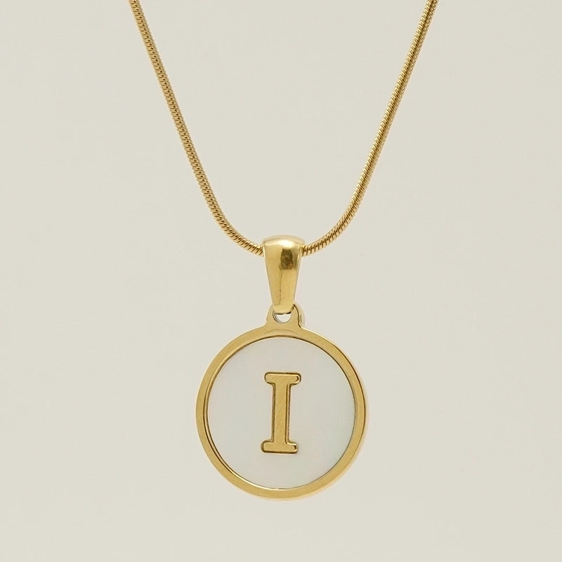 Fashion Letter Stainless Steel Titanium Steel Plating Inlay Shell Pendant Necklace 1 Piece
