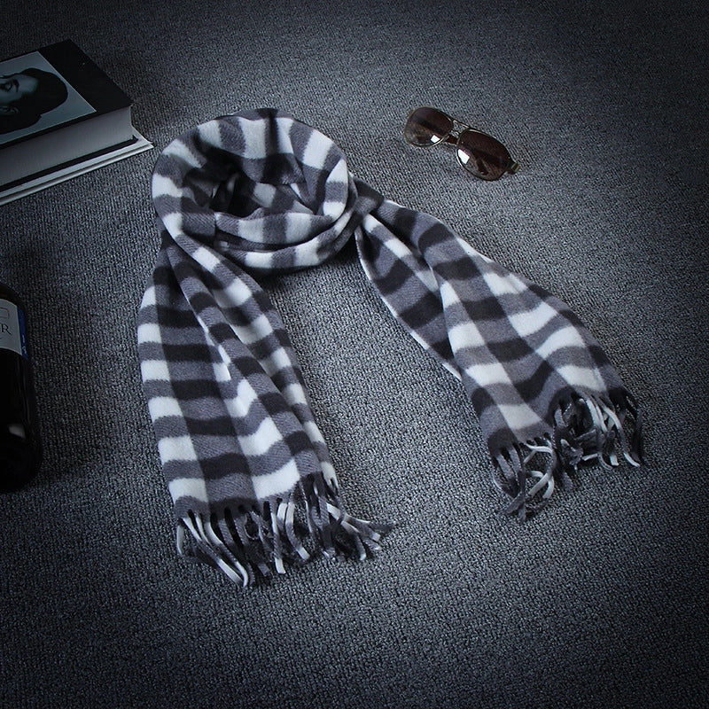 Autumn And Winter Warm Fleece-lined Special Offer Men's Children's Classic Black And White Plaid Scarf Gift Men's Scarf