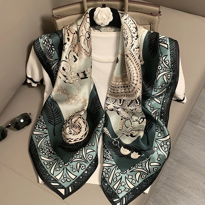 Women's Elegant Minimalist Printing Silk Printing Silk Scarf