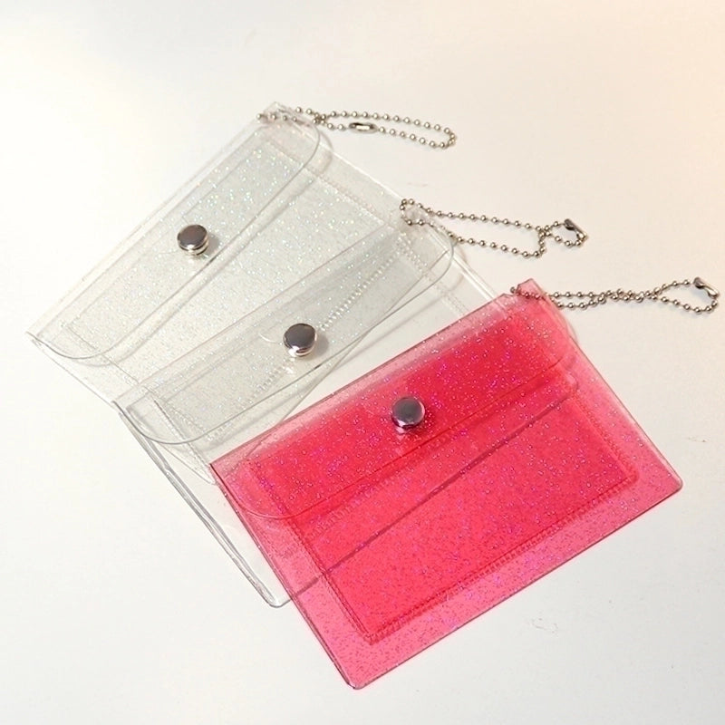 Unisex Solid Color Pvc Transparent Flip Cover Card Holders