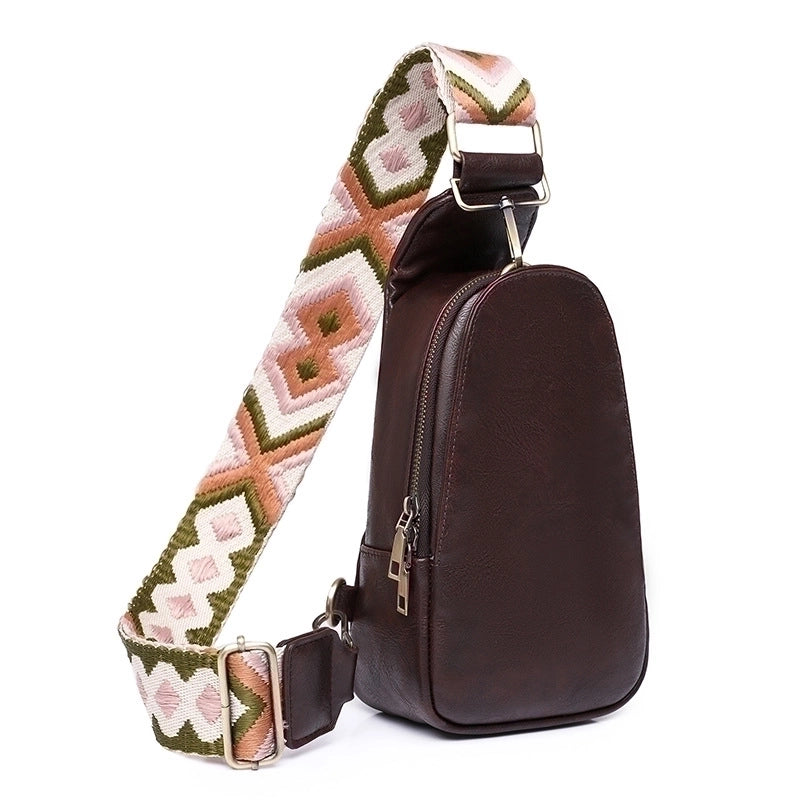 Vintage Style Fashion Color Block Pu Leather Water Repellent Waist Bags