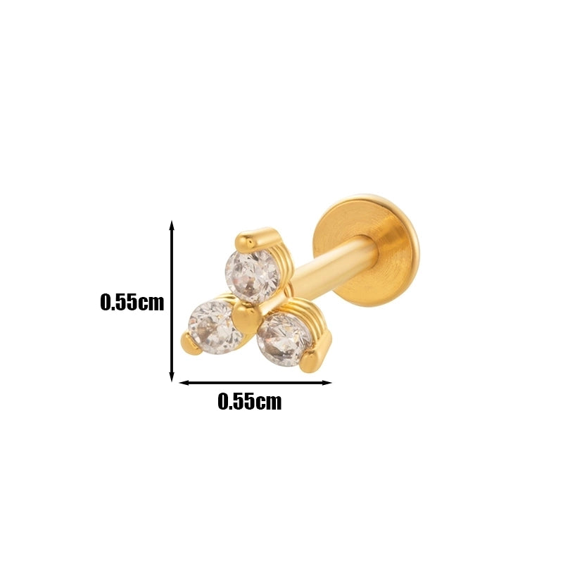 1 Piece Lip Rings Cool Style Pentagram Flower Butterfly 316L Stainless Steel  Copper Plating Inlay Zircon