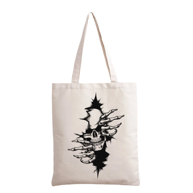 Women's Casual Pumpkin Skeleton Shopping Bags