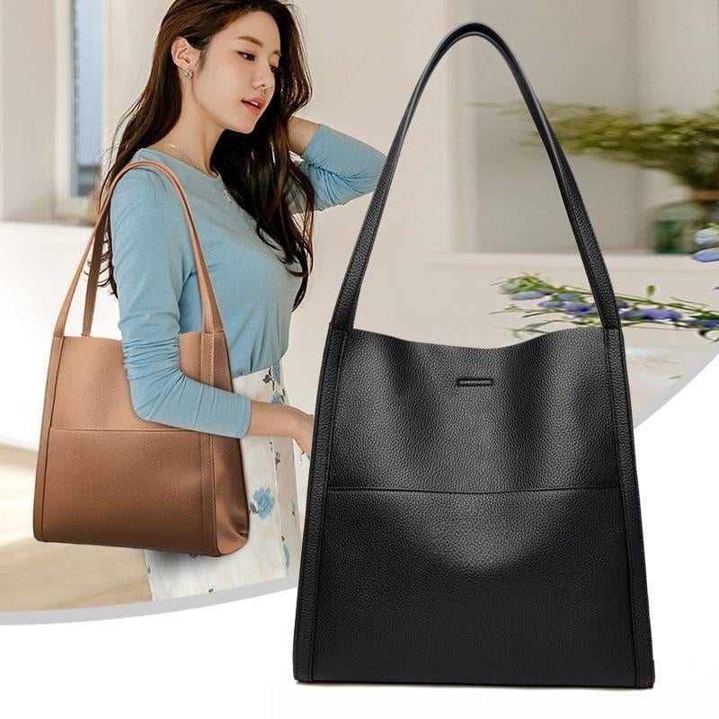 ⏰Solid color simple PU leather shoulder bag