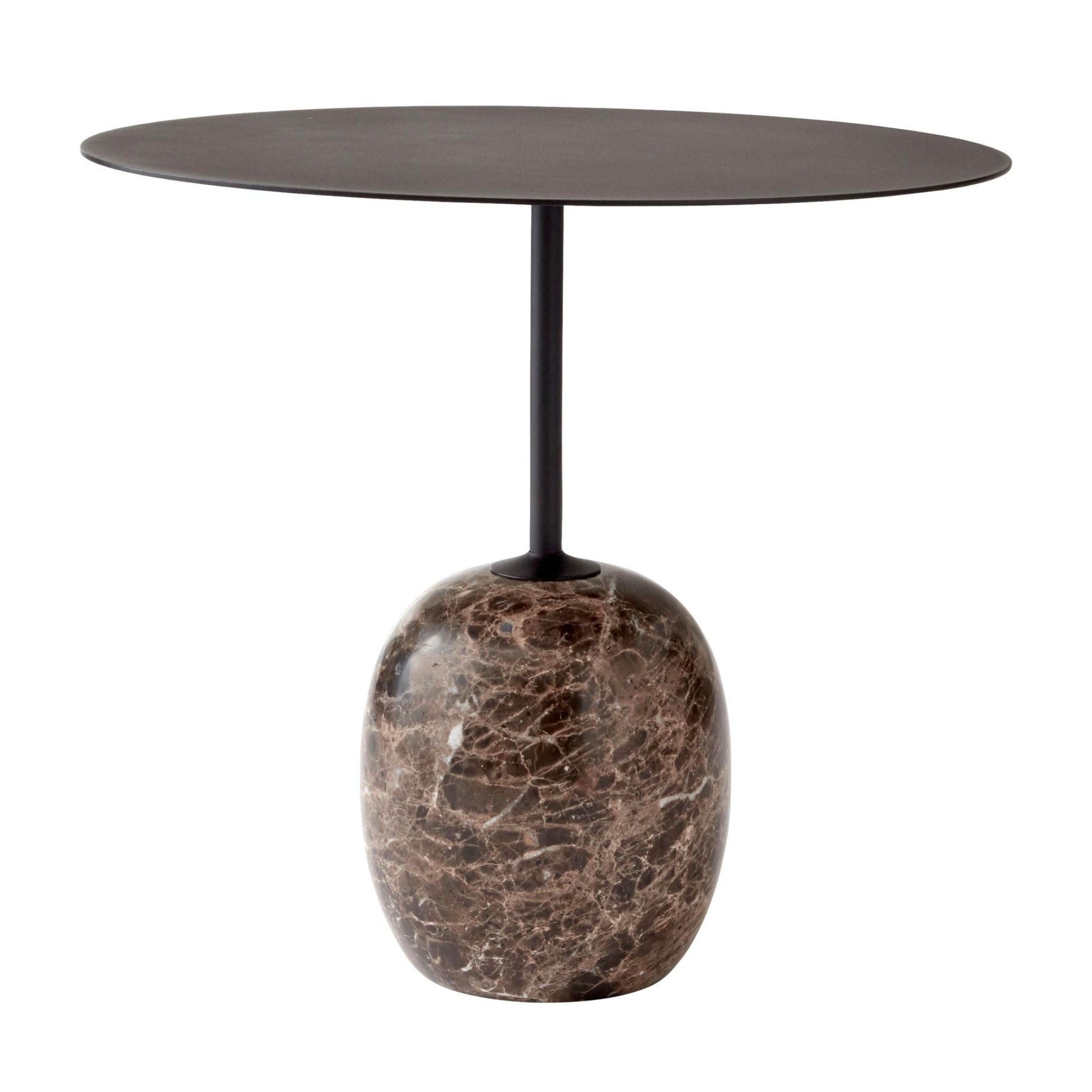 LN9 Lato Oval Side Table. Warm Black/Emparador Marble