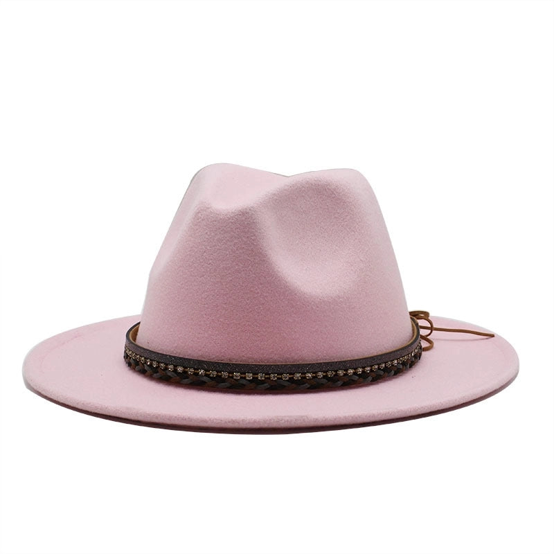 Wish Designed Minority Style Men And Women Couple Big Along Jazz Hat Wool Top Hat