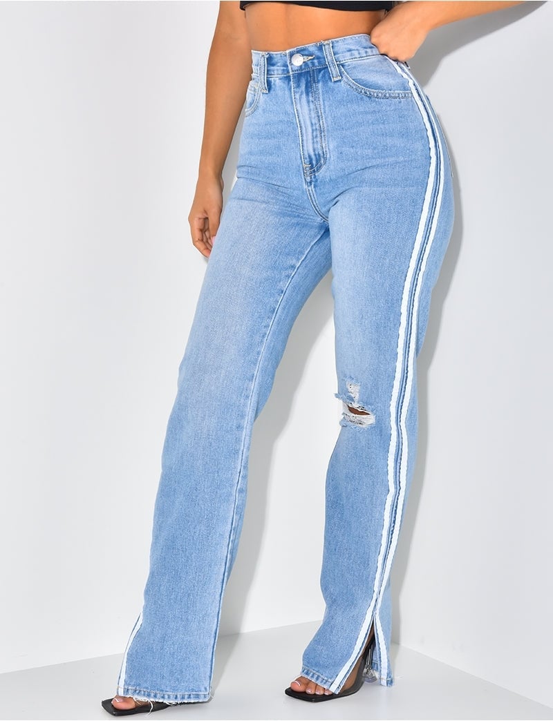 Lana long straight jeans met split